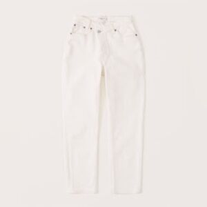 Abercrombie & Fitch | Cream Curve Love High Rise Dad Jeans w Hidden Button Fly
